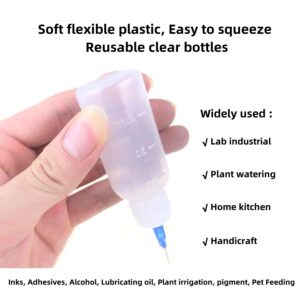 KIGITIK 8 Pcs 50ml Precision Tip Applicator Bottle, Needle Tip Squeeze Bottle, Glue Squeeze Bottle,Glue Applicator Bottles, for Paint Quilling Craft and ink, Oil