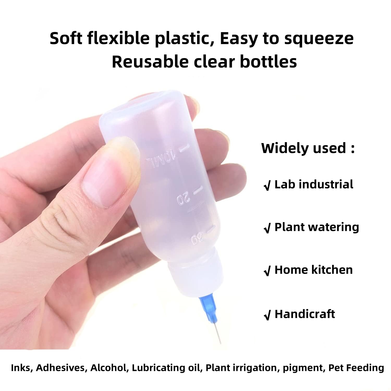 KIGITIK 8 Pcs 50ml Precision Tip Applicator Bottle, Needle Tip Squeeze Bottle, Glue Squeeze Bottle,Glue Applicator Bottles, for Paint Quilling Craft and ink, Oil