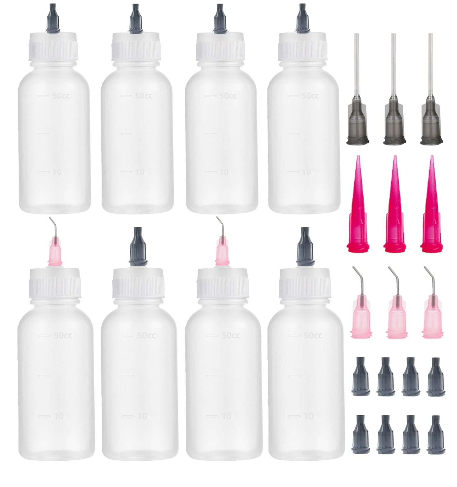 KIGITIK 8 Pcs 50ml Precision Tip Applicator Bottle, Needle Tip Squeeze Bottle, Glue Squeeze Bottle,Glue Applicator Bottles, for Paint Quilling Craft and ink, Oil