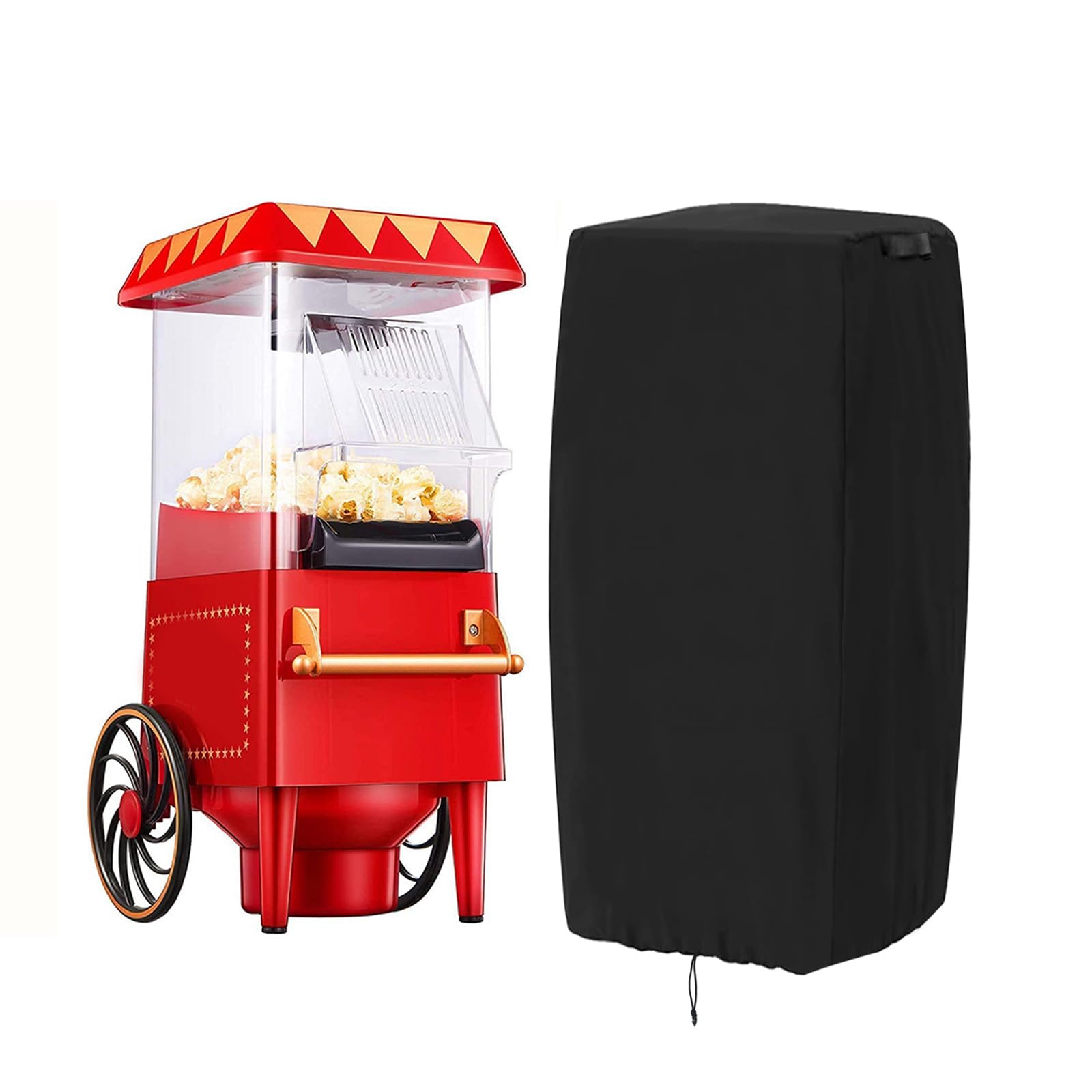 VIKKSAER Popcorn Machine Cover, Replacement for GREAT NORTHERN, 420D Oxford Waterproof & Dustproof Popcorn Cart Cover, Popcorn Maker Cart Cover w/Adjustable Drawstring (25"L X 18"W X 52"H)