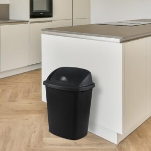 Minekkyes Office Trash Can with Lid, 8 Gallon Kitchen Garbage Can, Plastic Durable Waste and Recycle Bin (Set of 4, Black)