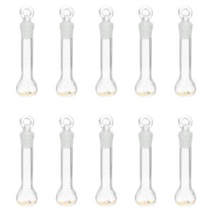 patikil 5ml volumetric flask, 10pcs 3.3 borosilicate glass graduated volumetric measuring flask with glass stopper tolerance 0.22ml for lab experiment, clear