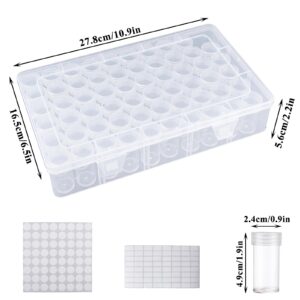 2Pack 60 Diamond Painting Storage Containers Plastic Bead Organizer Box with Label Sticker, Diamond Art storage Clear Bead Storage Containers Accessories for Seeds Sewing Craft Glitter Rhinestones