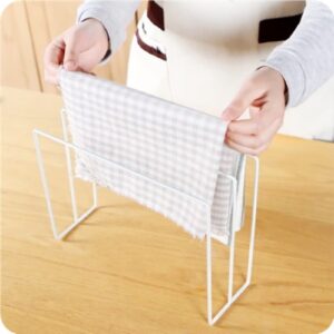 Kitchen Countertop Dishcloth Drying Rack Towel Storage Stand, Freestanding Design Iron Dishcloth Towel Holder for Home Kitchen (White) (White)