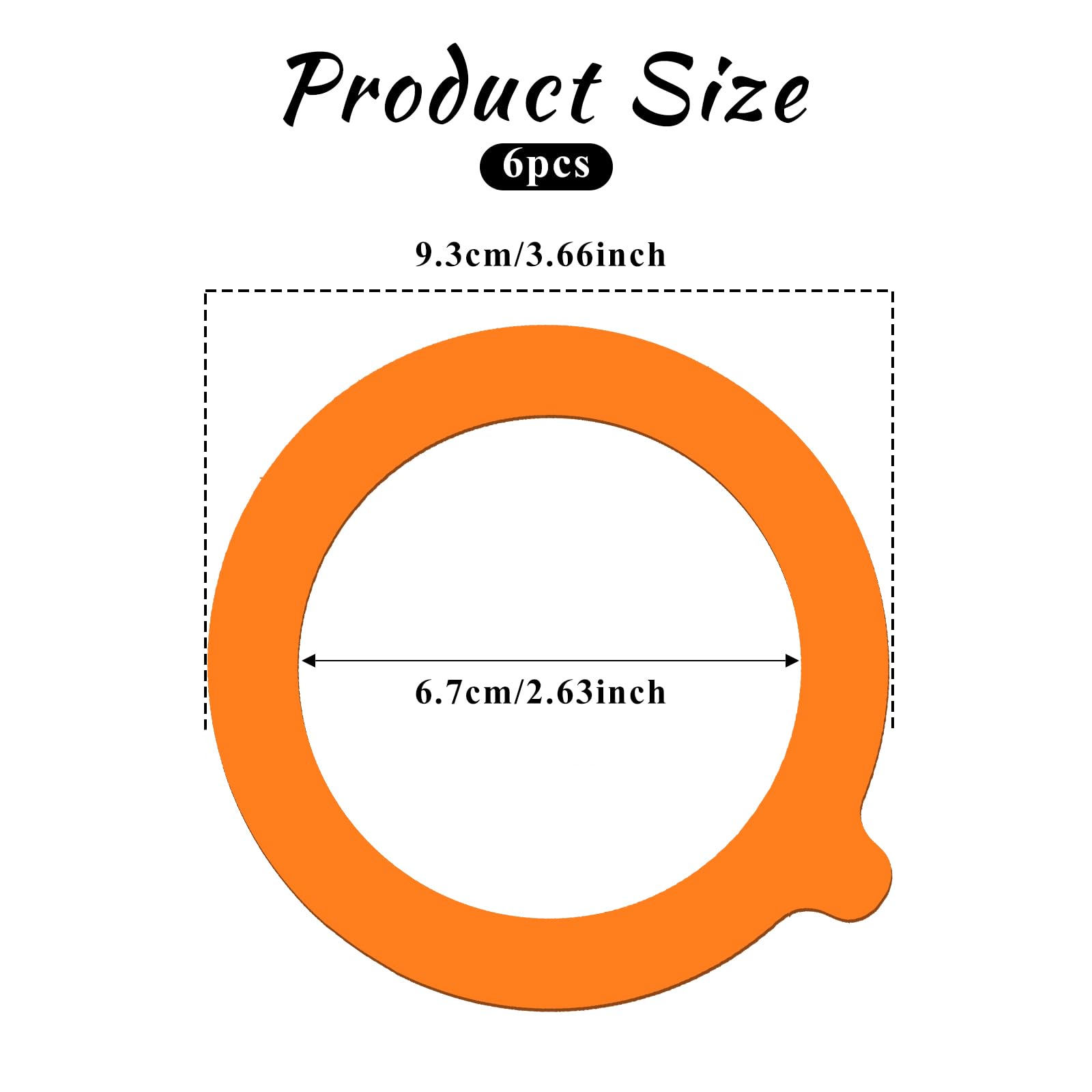 Molain 6Pcs Rubber Seals Rings for Glass Jars, Airtight Silicone Replacement Gasket for Jars Leak-proof Airtight Rubber Seal -3.7 Inches (Orange)