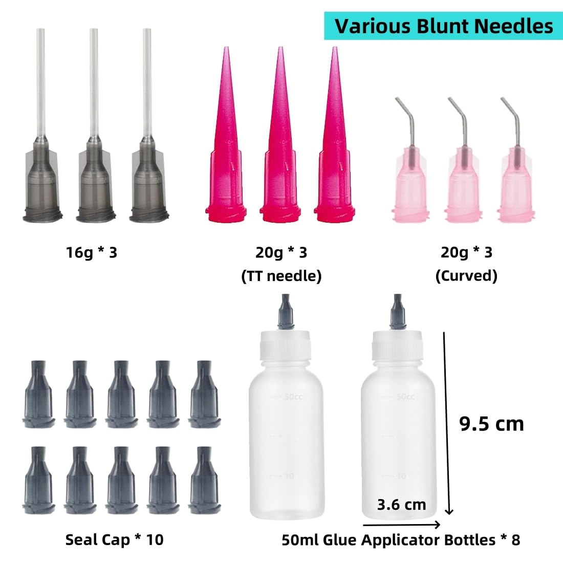 KIGITIK 8 Pcs 50ml Precision Tip Applicator Bottle, Needle Tip Squeeze Bottle, Glue Squeeze Bottle,Glue Applicator Bottles, for Paint Quilling Craft and ink, Oil