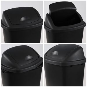 Minekkyes Office Trash Can with Lid, 8 Gallon Kitchen Garbage Can, Plastic Durable Waste and Recycle Bin (Set of 4, Black)