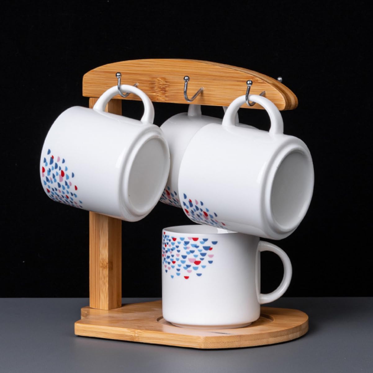 LABRIMP Elegant Mug Storage Rack Hooks Decorative Water Cup Holder Dish Storage Organizer Kitchen Countertop Cafe Display