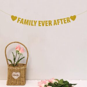 Family Ever After Banner, Happy Adoption Day Party Supplies, The Day I Got You Party Decorations, Forever Family Party Decor, Gold Glitter