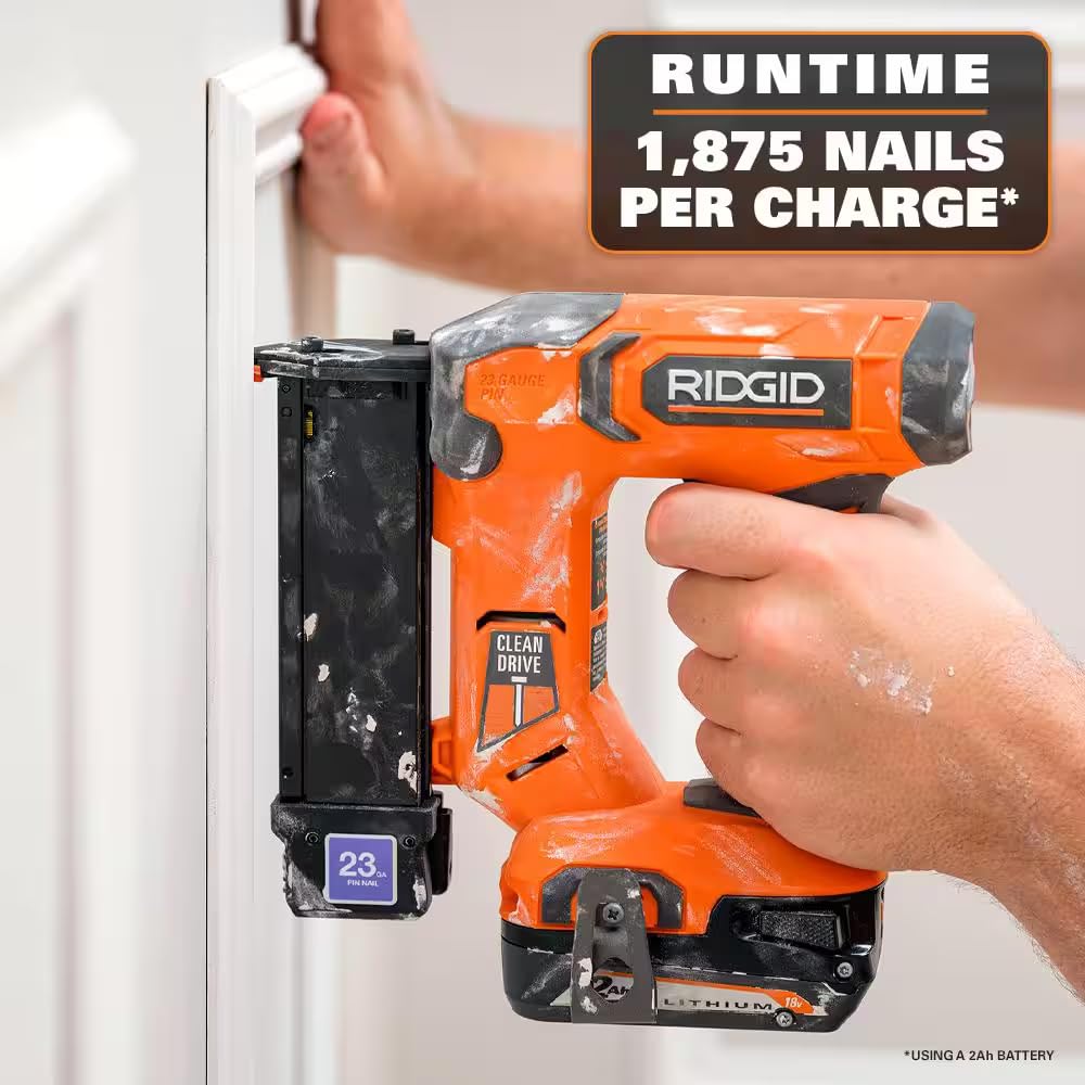 RIDGID 18V Cordless 23-Gauge 1-3/8 in. Headless Pin Nailer (Tool Only) R09898B