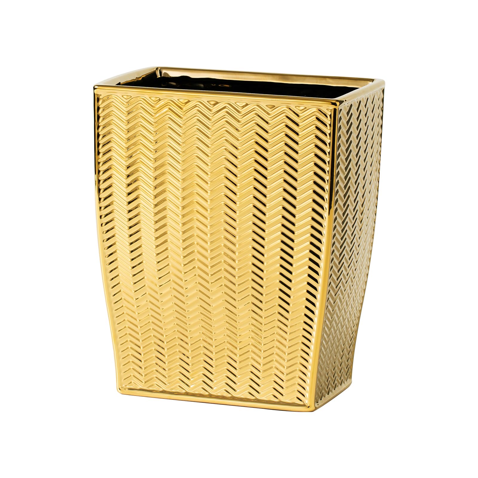 JOLOSK Bathroom Trash Can, Stylish Garbage Container Bin for Living Room, 1.32 Gallon/5 Liters Gold Small Trash Can, Waste Basket for Bathroom, Kitchen, Office, Bedroom-Room Decor