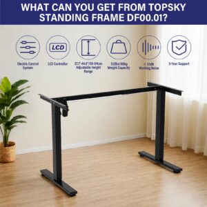 TOPSKY Single Motor 2-Stage Electric Adjustable Standing Computer Desk for Home and Office with 27.1"-44.8" Adjustable Height Range DF00.01 (Black Frame only)