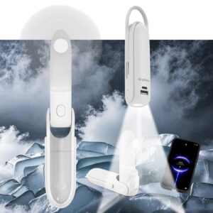 Digibond Portable Handheld Fan, Personal Fan, 6 IN 1 3000mAh Rechargeable Battery Operated Personal Fan Bullet Shape Mini Fan with Flashlight/Power Bank/Hook 3 Speed (White)