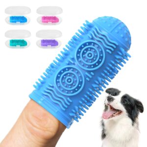 coredy 4 pack dog toothbrush, soft silicone pet toothbrush, finger toothbrush covers kit for dog teeth cleaning & dog dental care