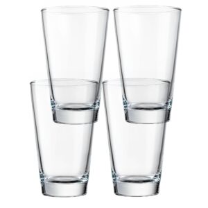 great credentials© pint drinking beer glasses with tuff rim, 16 oz - set of 4