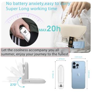 Digibond Portable Handheld Fan, Personal Fan, 6 IN 1 3000mAh Rechargeable Battery Operated Personal Fan Bullet Shape Mini Fan with Flashlight/Power Bank/Hook 3 Speed (White)