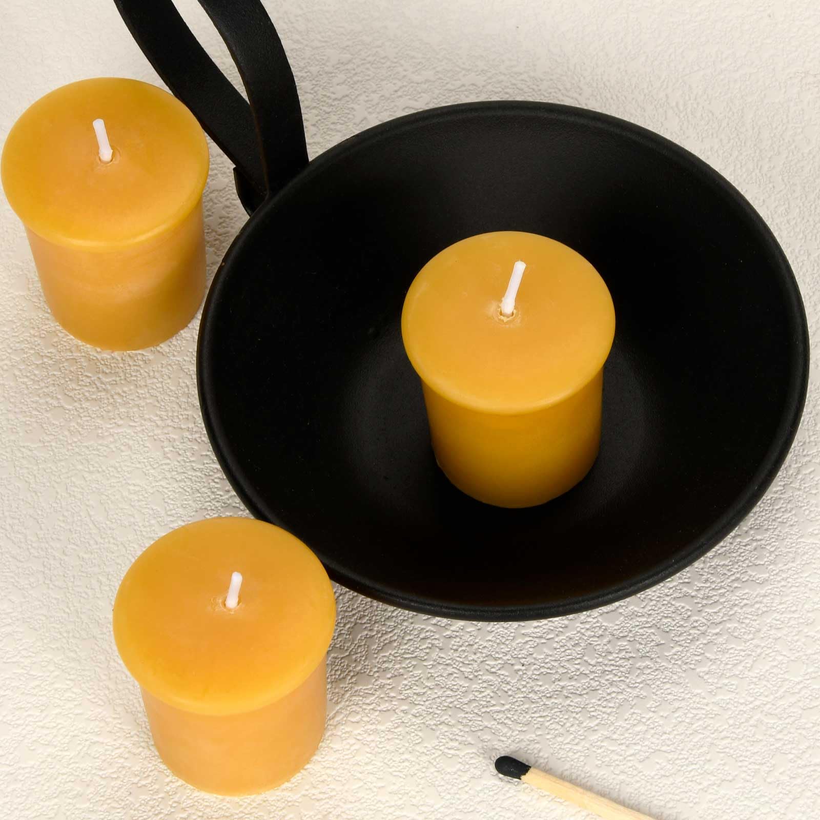 Natural Beeswax Votive Candles 6 Pack, Handmade Bees Wax Candle - Smokeless, Dripless and Non-Toxic, 10 Hour Long Burn Time Each for Home