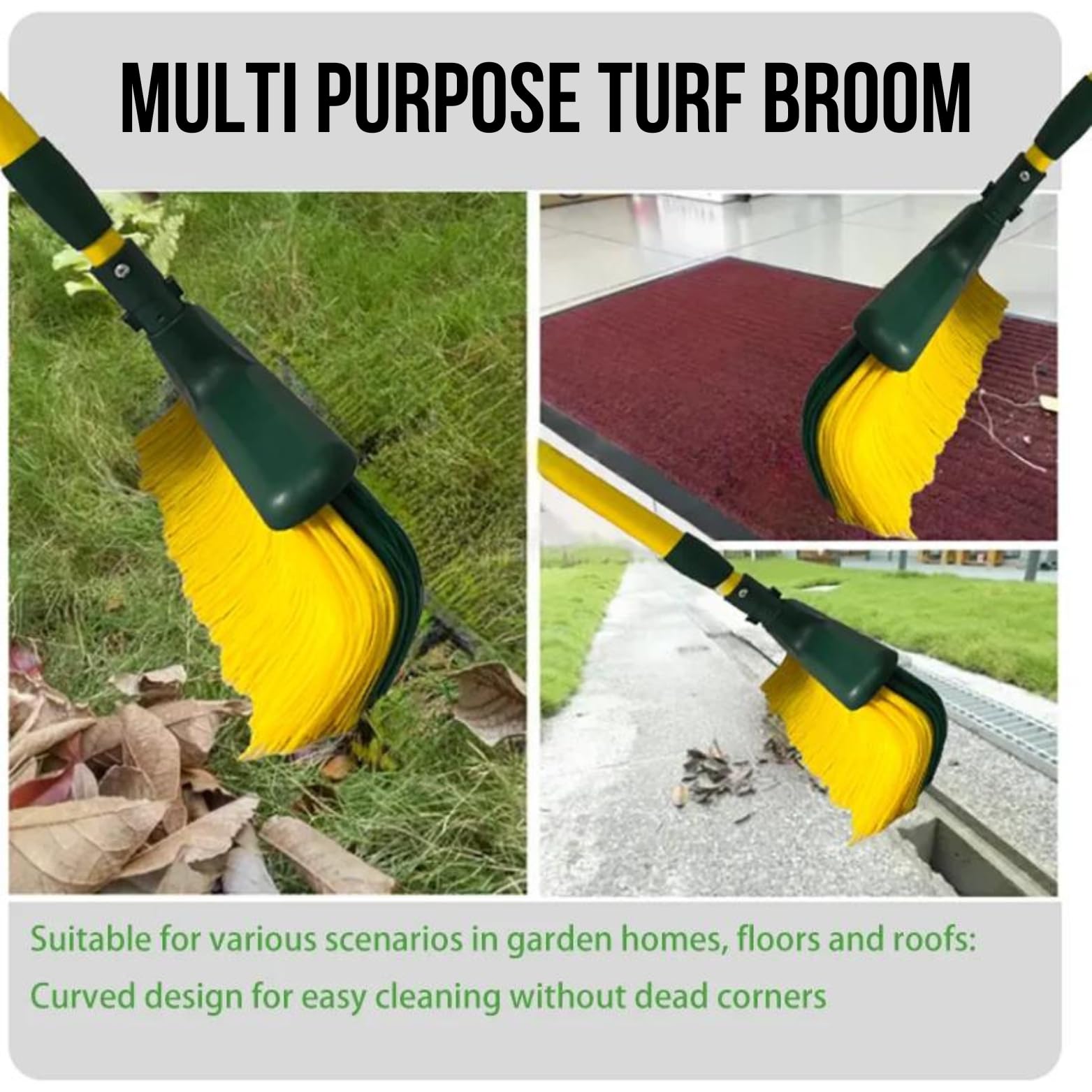 Artificial Grass Turf Broom - Astroturf Rake/Brush. Also Great Carpet Rake & Groomer (Curved Bristle)