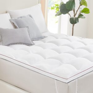 l'agraty mattress topper queen - cooling pillow top mattress topper queen size extra thick plush bed topper down alternative overfilled soft mattress pad for back pain, white