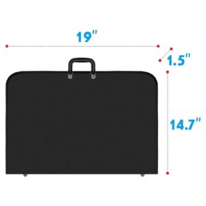 Kqcibz Black Art Portfolio Case Artist Carrying Case Artist Portfolios Case with Shoulder Strap (19X14.7X1.5 Inches)