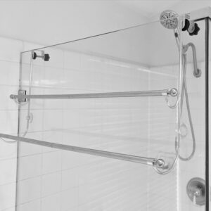 Insieme Extra Wide Over The Door Towel Rack for Bathroom, Two Tier Towel Hanger for 36 inch Door or 32.5 inch Plus Glass Shower Wall or Shower Door (Frameless or Frame to 2") Stylish, Stainless Steel