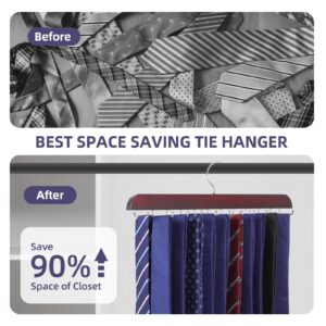 Kimo Tie Rack Tie Hangers for Man, Space-Saving Tie Holder with 20 Foldable Hooks, Large Capacity Tie Organizer for Men, Perfect for tie Storage,Hanging Tank top, Belt,Scarf.