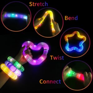 12 PCS Light up Party Favors for Kids 4-8-12, Glow in The Dark Party Supplies, Glow Sticks Pop Tubes Pack, Goodie Gift Bag Stuffer Fillers, Birthday Return Gifts Treats Prizes for Boys Girls