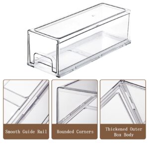 Dafape Makeup Drawer Organizer, Clear Plastic Desktop Organizer Drawer Storage Container Storage Bins for Office Vanity Countertop Cabinet Kitchen Jewelries Pen Dresser Gadgets Stackable