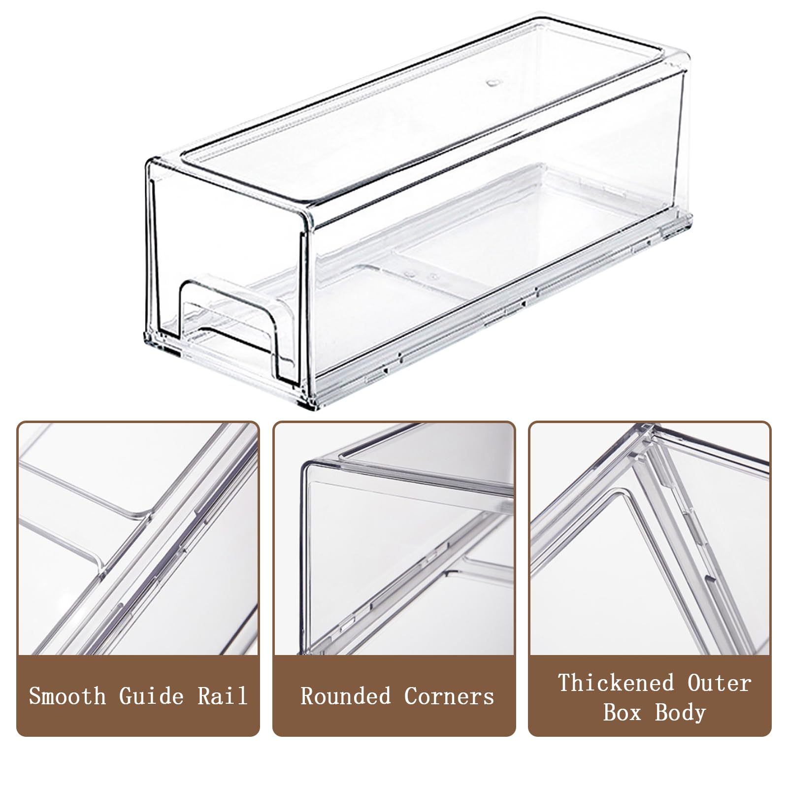 Dafape Makeup Drawer Organizer, Clear Plastic Desktop Organizer Drawer Storage Container Storage Bins for Office Vanity Countertop Cabinet Kitchen Jewelries Pen Dresser Gadgets Stackable