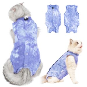 cat recovery suit after surgery, cat recovery wear for abdominal wounds cat onesie cone e-collar alternative,blue m