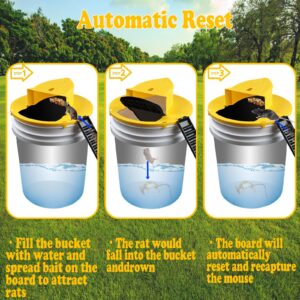 3 Pack Mouse Trap Bucket Flip Lid without Bucket, Reusable Rat Trap for Bucket 5 Gallon, Anti-Escape Mice Trap Bucket, Auto Reset Humane Mouse Trap for Indoor Outdoor Usage