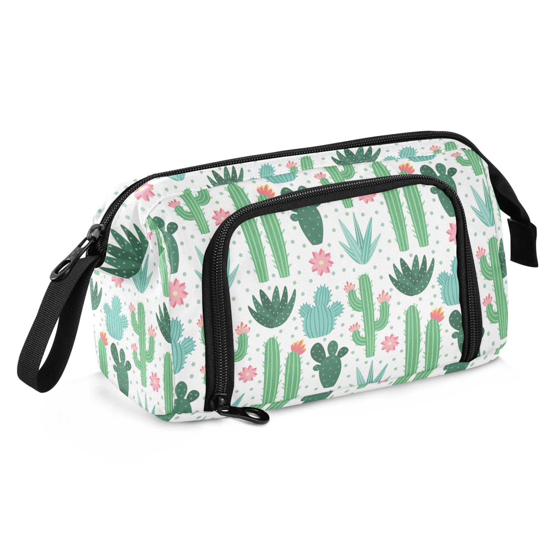 Vozoza Cactus Succulent Floral Pen Bag Big Capacity Pencil Case with Zipper Pencil Pouch Pen Cases Organizer for Adults