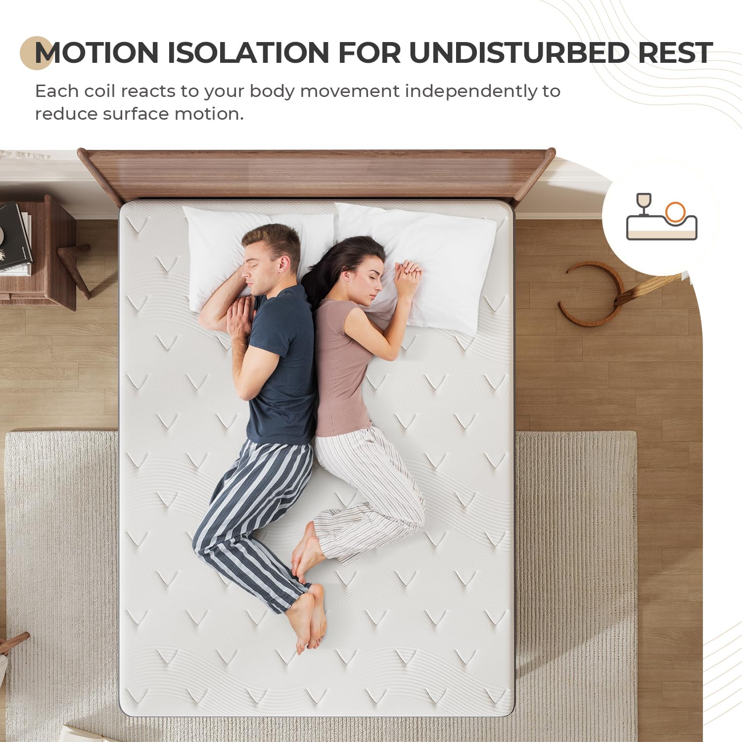 Sweetnight Full Mattress - 12 Inch Full Size Hybrid Mattress, Full Bed Mattress with Pocketed Coils for Motion Isolation & Pressure Relief, Nimbus