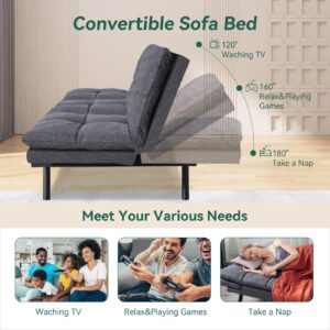 Hcore Futon Sofa Bed Couch,Convertible Futon Sleeper Sofa,Memory Foam Futon Couch Bed,Loveseat Sofa Bed,Small Splitback Polyester Modern Sofa for Living Room,Office,Apartment,Pure Grey