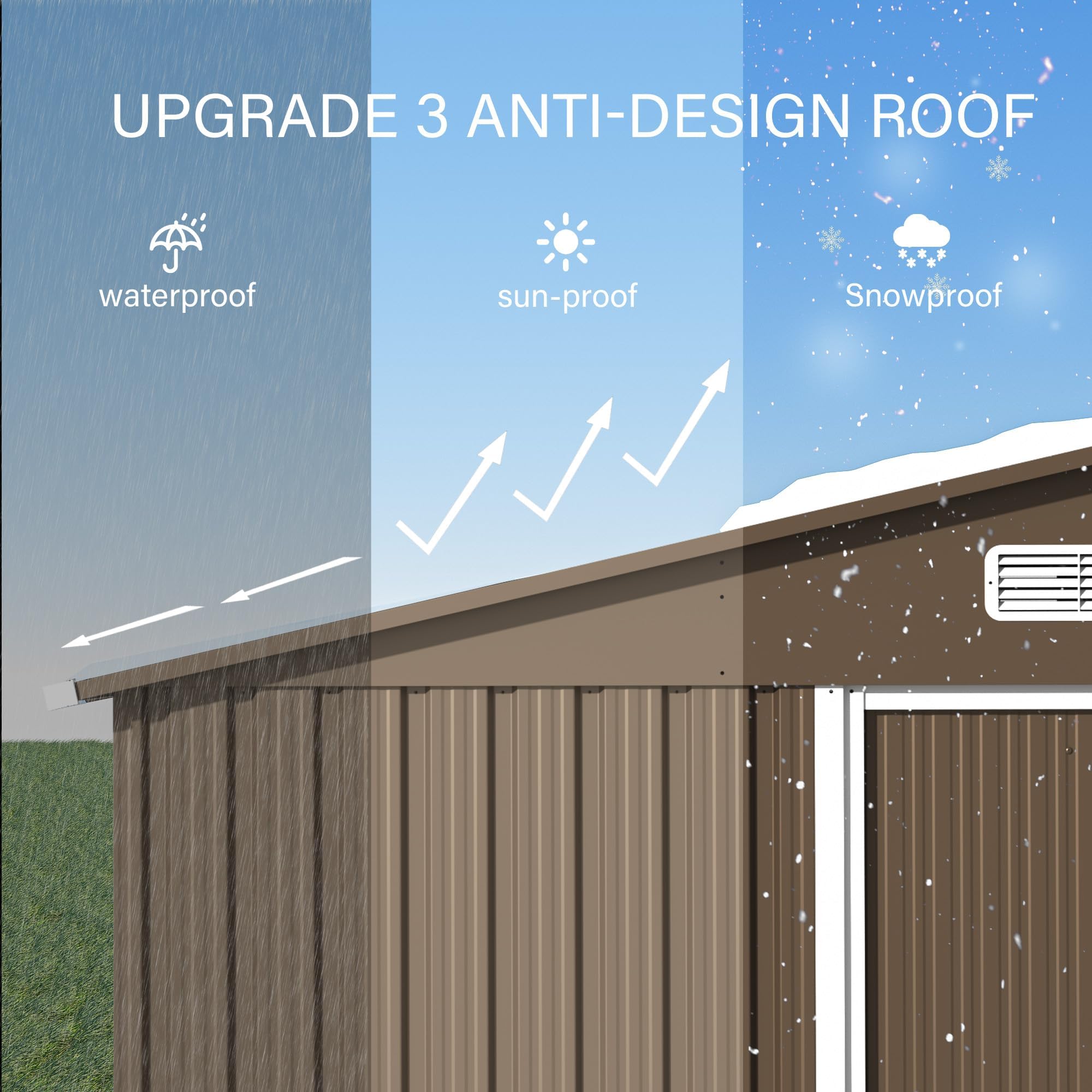 Kullavik 10FT x 8FT Outdoor Storage Shed,Waterproof Metal Tool Shed with Lockable Sliding Door and Air Vents,Metal Storage Shed for Garden,Backyard,Patio,Lawn