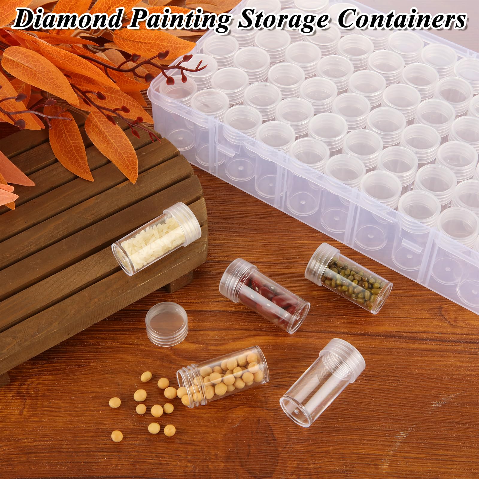 2Pack 60 Diamond Painting Storage Containers Plastic Bead Organizer Box with Label Sticker, Diamond Art storage Clear Bead Storage Containers Accessories for Seeds Sewing Craft Glitter Rhinestones