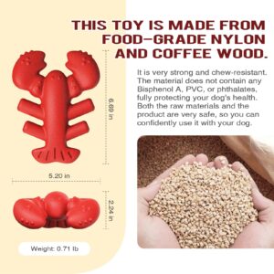 FOXLVDA Lobster Dog Toy Power Chew – Dog Toys for Aggressive Chewers, Cute Dog Toys Made from Food-Grade Nylon and Coffee Wood, Safe, Non-Toxic and Sturdy for Small, Medium & Large Dogs- Red