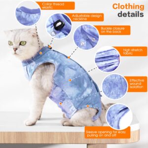 Cat Recovery Suit After Surgery, Cat Recovery Wear for Abdominal Wounds Cat Onesie Cone E-Collar Alternative,Blue M