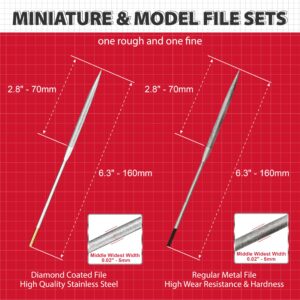 P.I.T. Metal File Set, 2Pcs Needle Files Set & Mouldline Remover, Miniature and Model Files Hand Tools, Diamond File for Model, Plastic, Metal, Wood, Jewelry Tools, DIY, Hobby