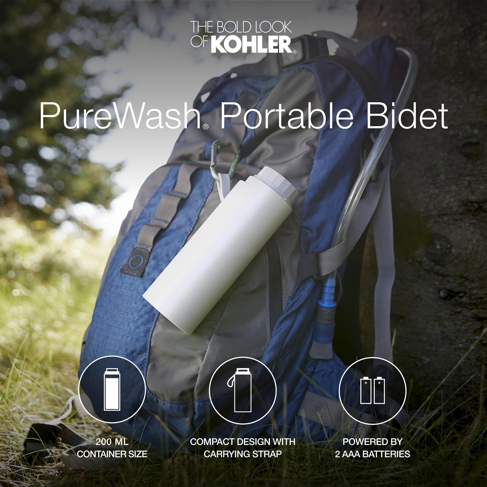 KOHLER 28144-HB1 K-28144-HB1 Purewash Portable Bidet, Honed Black