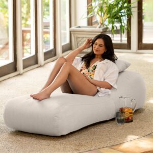 Jaxx Arlo Outdoor Bean Bag Sun Lounger - Pool and Patio Chaise Recliner, Pearl