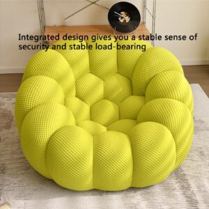 Lazy Sofa Ultra Comfy Fireside Sofa Chair Upholstered Bubble Single Floor Sofa 3D Honeycomb Shape Bubble Sofa Curved Couch for Living Room Office (Color : Yellow)