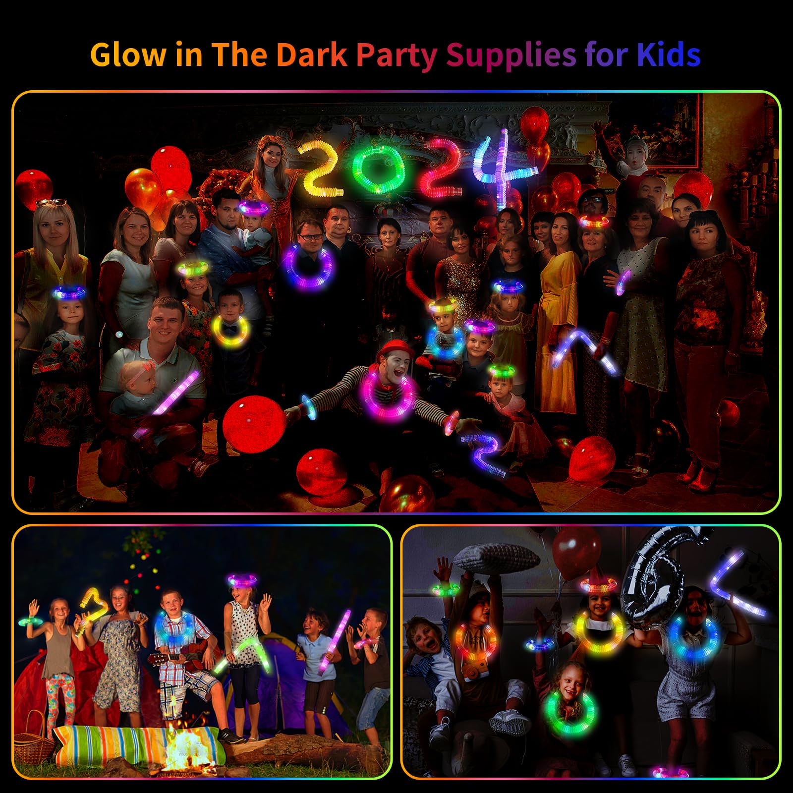 12 PCS Light up Party Favors for Kids 4-8-12, Glow in The Dark Party Supplies, Glow Sticks Pop Tubes Pack, Goodie Gift Bag Stuffer Fillers, Birthday Return Gifts Treats Prizes for Boys Girls