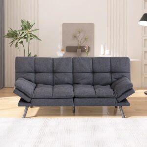 hcore futon sofa bed couch,convertible futon sleeper sofa,memory foam futon couch bed,loveseat sofa bed,small splitback polyester modern sofa for living room,office,apartment,pure grey