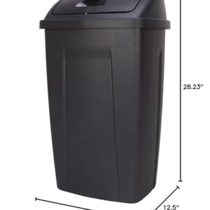 BMHSN 13 Gallon Trash Can, Plastic Swing Top Kitchen Garbage Trash Can, Black