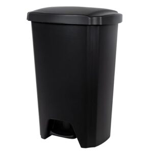 12.1 Gallon Trash Can, Plastic Step On Kitchen Trash Can, Black Kitchen Trash Can