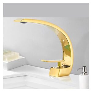 WPTGODGB 1PCS Gold Bathtub Washbasin Faucet Brass Faucet Polished Hot and Cold Water Sink Mixing Faucet Washstand Bathroom Faucet Single Handle Crane (Color : Black Bronze)