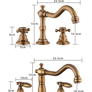 GeRRiT Faucet Bathroom Sink Tap Gold Chrome Solid Brass Bathroom Basin Faucet Mixer Tap, Antique Brass Black Kitchen Sink Faucet, Dual Handles 3Pcs Bathtub Faucet Basin Taps