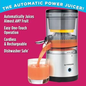 Hurricane Juicer, Powerful Cordless Juice Extractor Machine, Compact Design Fruit Juicer with Dishwasher-Safe Parts, Rechargeable 500 RPM Electric Juicer for Oranges, Berries & More