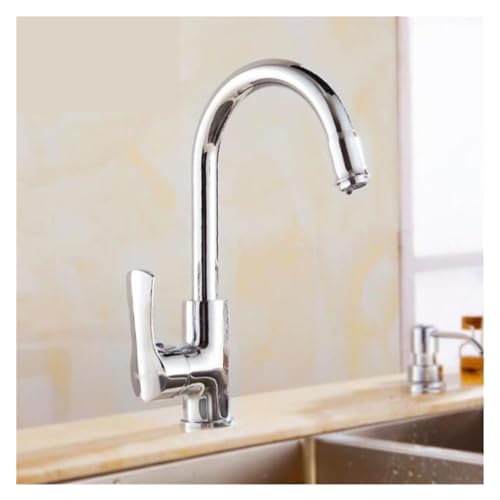 Rose Gold Brass Kitchen Faucet Swivel Kitchen Faucet one Hand hot and Cold washbasin Mixer Faucet (Color : Rose Gold)